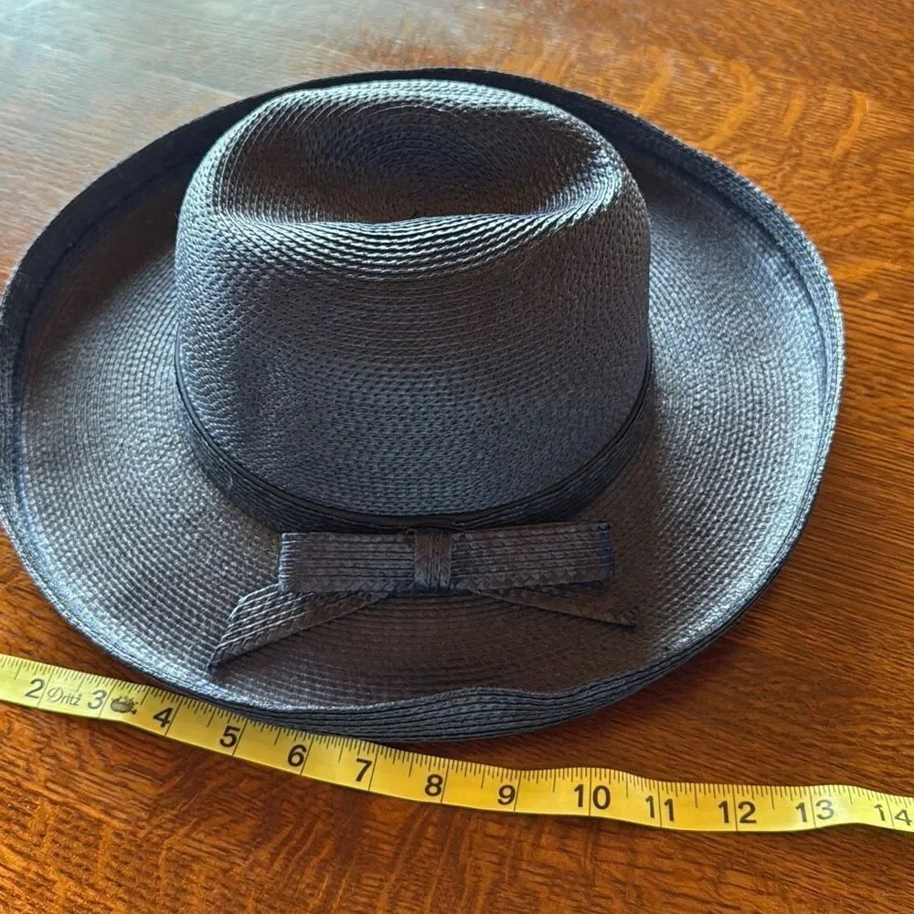 Vintage Don Anderson Blue Straw Fedora Sun Hat Women’s Size Small - Picture 12 of 13